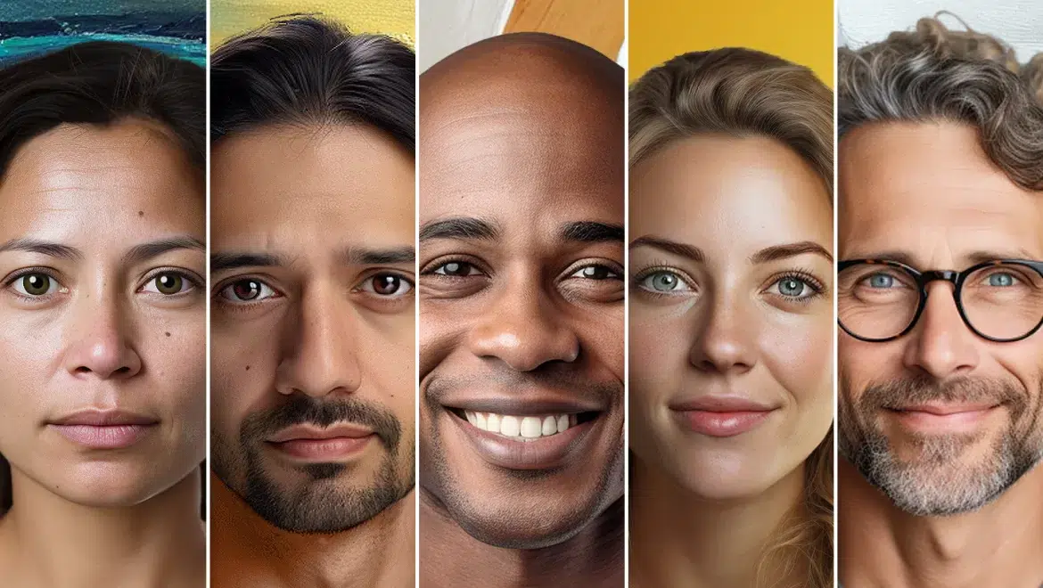 five photos of people generated by ai